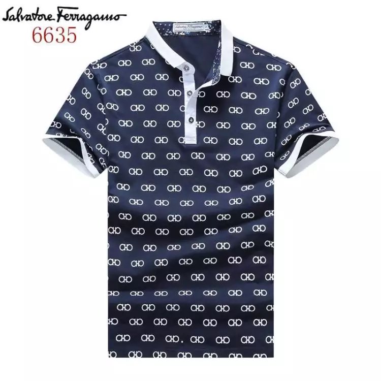 Ferragamo Men Short Polo T-shirt in dark blue for sale
